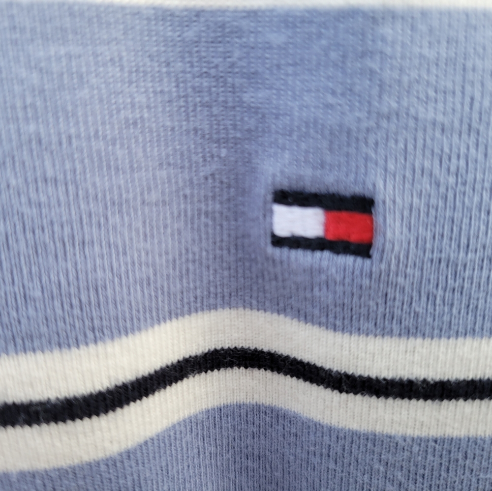 Tommy Hilfiger Ladies Blue Striped Cotton Tshirt Size Medium - Picture 3 of 6